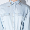 Retro Front Belt Casual Vintage Solid Midi Denim Shirt Dress
