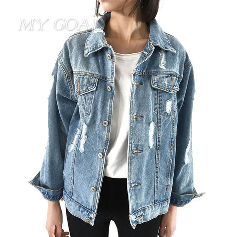 Vintage Long Sleeve Loose Women Denim Jackets
