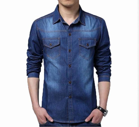 Plus Size Long Sleeve Denim Shirt