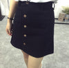 A-line Pencil Front Button High Waist Denim Small Pockets Skirt
