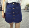 A-line Pencil Front Button High Waist Denim Small Pockets Skirt