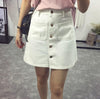 A-line Pencil Front Button High Waist Denim Small Pockets Skirt