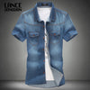 Short Sleeve Korean Style Denim Shirt