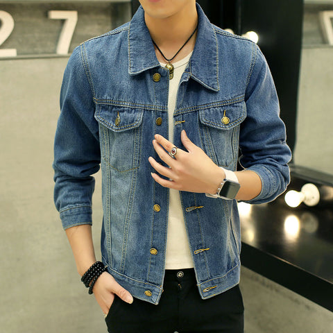 Casual Slim Autumn Fashion Long Sleeve Patchwork Men Denim Jacket