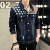 Casual Slim Autumn Fashion Long Sleeve Patchwork Men Denim Jacket