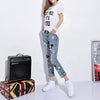 Casual Ankle-Length Women Printed Plus Size Jeans
