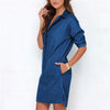 Causal Shirt Dress Irregular Long Sleeve Sexy Mini Denim Dress