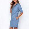 Causal Shirt Dress Irregular Long Sleeve Sexy Mini Denim Dress