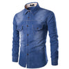 Slim Fit Casual Long Sleeve Cowboy Denim Shirt