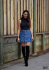 Mini High Waist Sexy A-Line Pockets Blue Single Breasted Denim Skirt