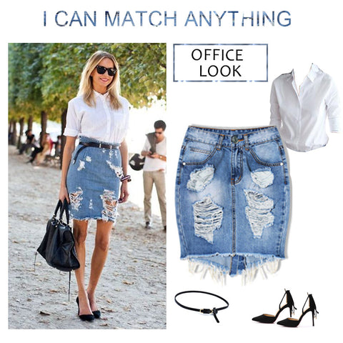 High Waist Short Hole Irregular Sexy Women Pencil Skirts