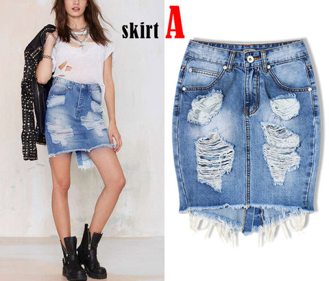 High Waist Short Hole Irregular Sexy Women Pencil Skirts