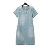 Casual Beaded Party Tunic Denim Dress