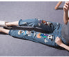 Casual Ankle-Length Women Printed Plus Size Jeans