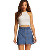 Mini High Waist Sexy A-Line Pockets Blue Single Breasted Denim Skirt