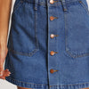 Mini High Waist Sexy A-Line Pockets Blue Single Breasted Denim Skirt