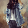 Vintage Plus Size Solid Women Denim Jacket