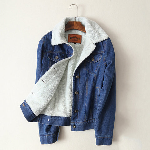 Spring Autumn Winter Long Sleeves Warm Women Denim Jacket