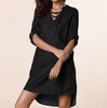 Deep V Lace Up Asymmetrical Short Mini Dress