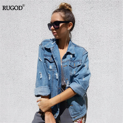 Vintage Long Sleeve Loose Casual Women Denim Jackets