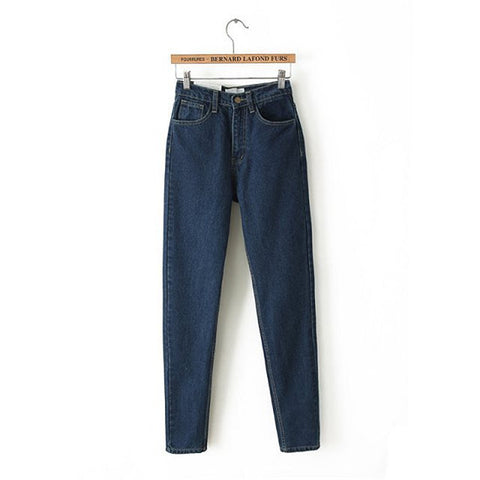 Euro Style Classic High Waist Vintage Slim Mom Style Pencil Women Denim Jeans