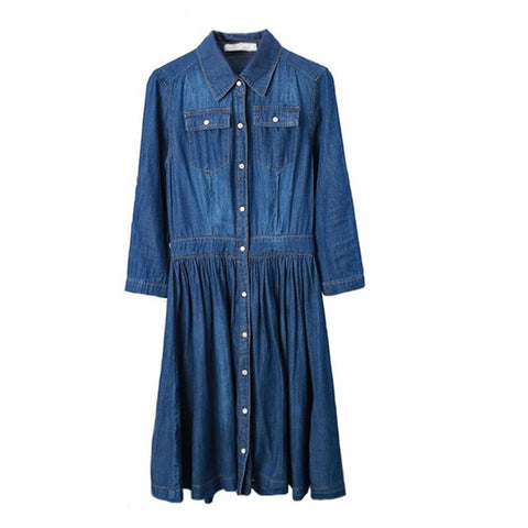 Elegant Spring Slim Cowboy Casual Plus Size Denim Dress