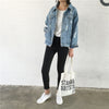 Elegant Vintage Slim Ripped Holes Women Denim Jacket