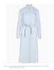 Retro Front Belt Casual Vintage Solid Midi Denim Shirt Dress