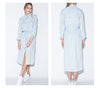 Retro Front Belt Casual Vintage Solid Midi Denim Shirt Dress