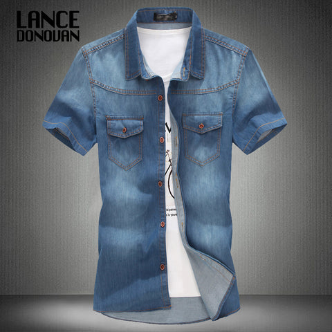 Short Sleeve Korean Style Denim Shirt